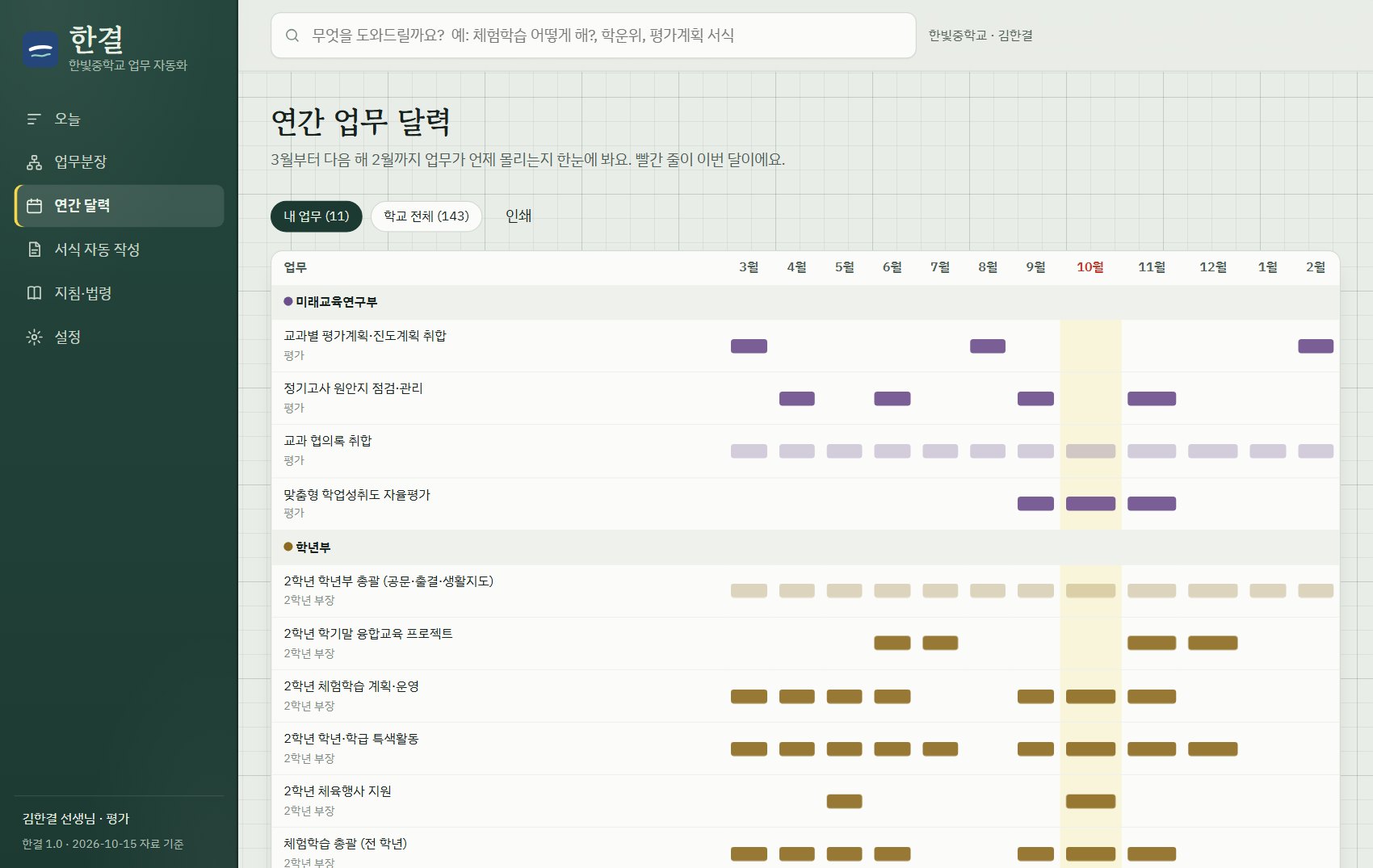 연간 업무 달력